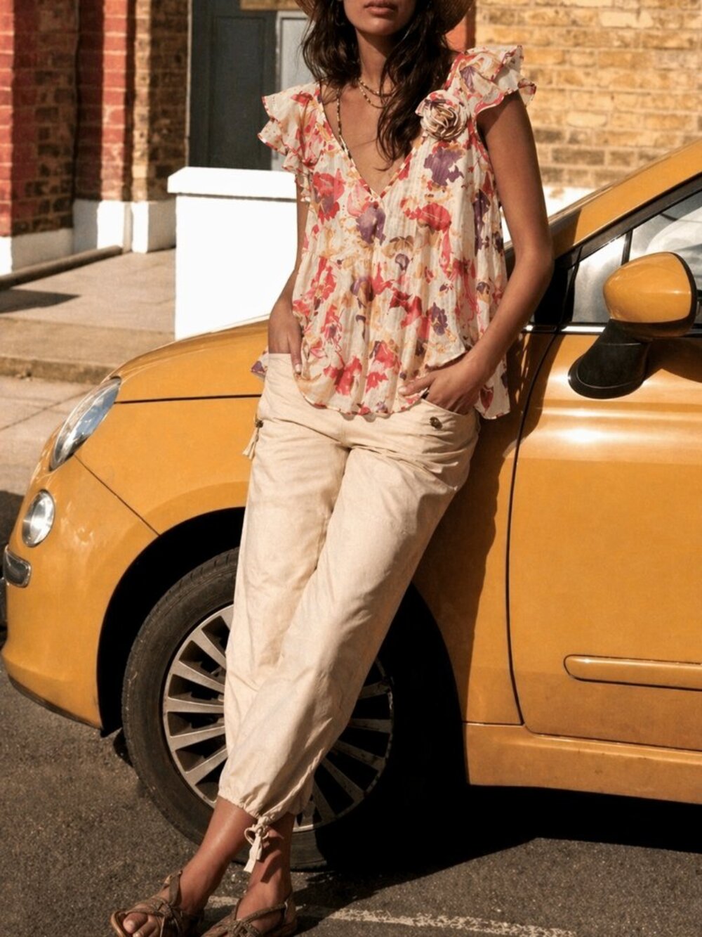 Chiffon Tank with Rosette Floral Applique (0661)